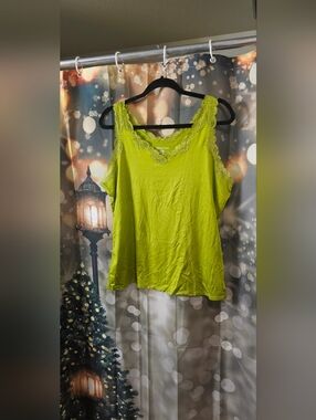 Coldwater Creek Lime Green Lace-Trim Camisole